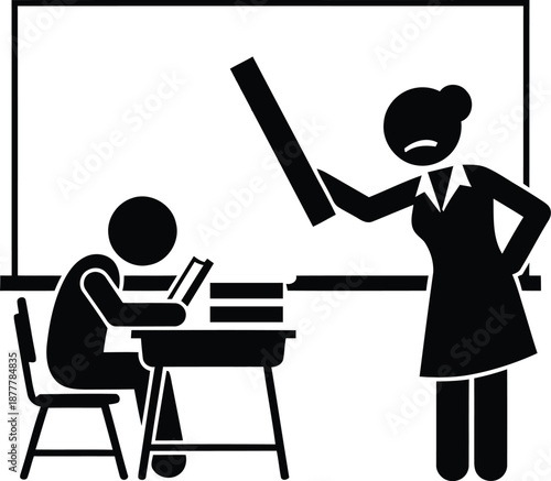 Angry teacher scolds student for poor performance in classroom
