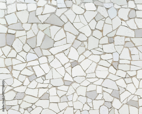 Abstract white broken tile mosaic texture