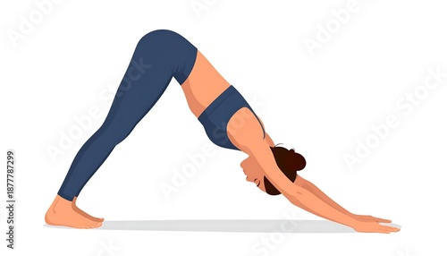 Woman in Downward-Facing Dog Pose - A Yoga Illustration.