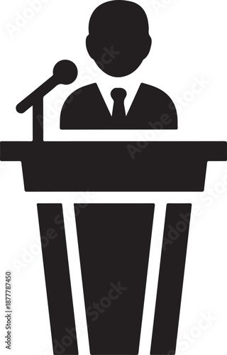 A person giving a speech at a podium