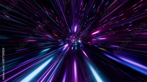 abstract future technology background, animated big data communication, glowing colorful information particles traveling, speed of light animation, 4k seamless vj dj loop	