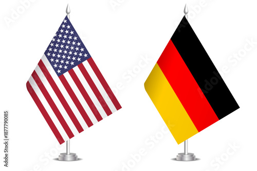 Flags of United States and Germany. The concept of partnership and joint action. Symbol of partnership, cooperation, international collaboration, peaceful negotiations, alliance, bilateral