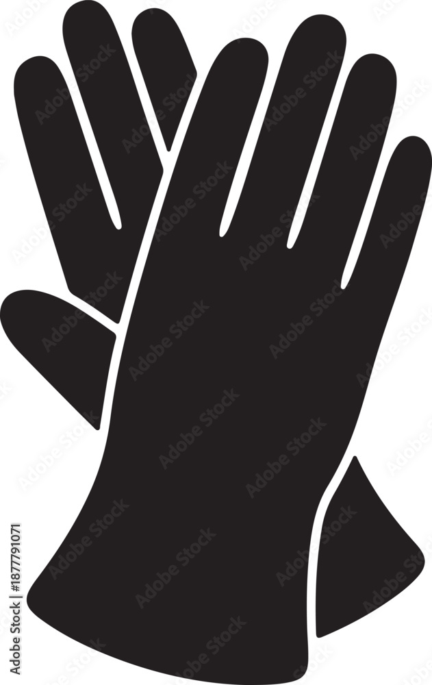 Obraz premium Lambskin Leather Gloves icon in silhouette white background. 