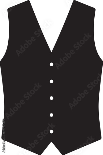  Single-Breasted Waistcoat icon in silhouette white background.