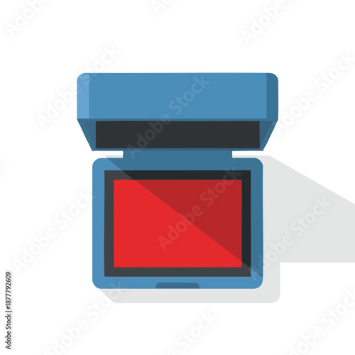Open Blue Compact Camera with Red Screen