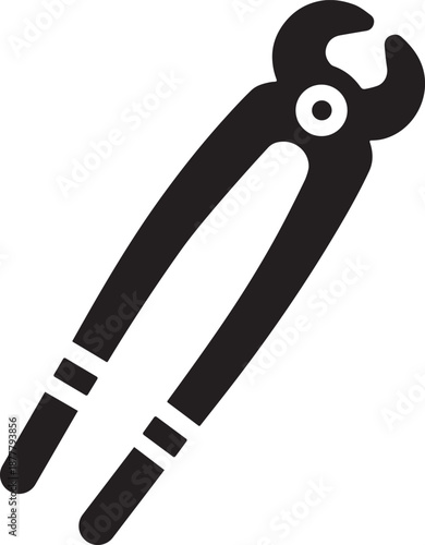 Professional Dental Pliers Extraction Tool Silhouette Icon for Medical Clinic Branding and Hardware Equipment