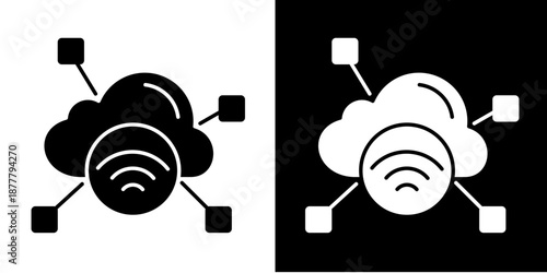 Internet Of Things  Icon Set White Glyph Style Collection