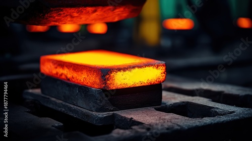 welding. Close-up of heated metal surface with orange glow, highlighting industrial precision and detail. safety posters.