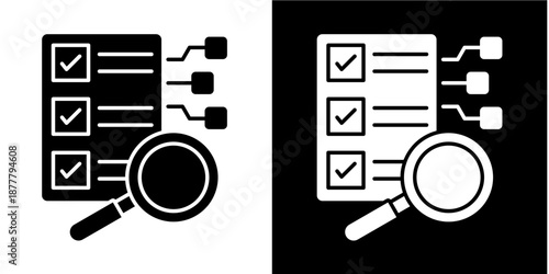 Digital Audit  Icon Set White Glyph Style Collection