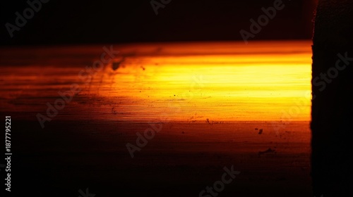 welding. Close-up of heated metal surface with orange glow, highlighting industrial precision and detail. safety posters.