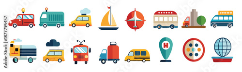  transportation icon set collection illustration
