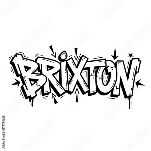 Graffiti Art Style Text Design Featuring the Word BRIXTON.