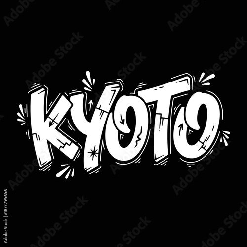 Kyoto Graffiti Style Text Art.