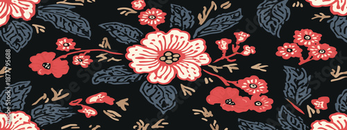 vintage floral pattern on dark background