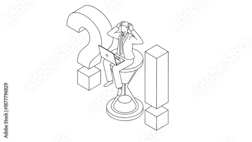 Line illustration of a chess knight symbolizing business strategy, planning, leadership, and decision making.