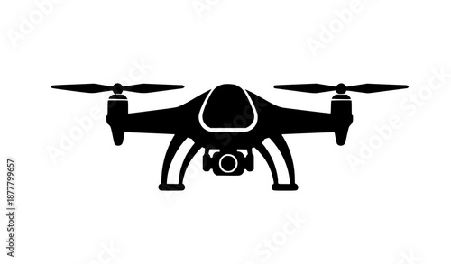 Drone silhouette glyph icon vector for quadrocopter technology and device illustration