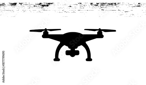 Flat drone icon vector with rounded propellers for quadrocopter and technology device design