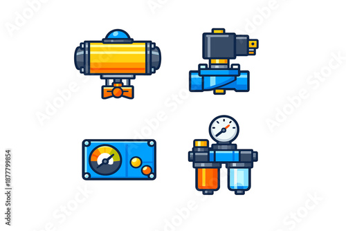 Set of four industrial automation icons