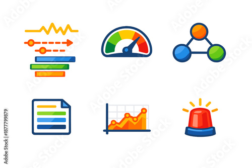 Collection of icons related to data analytics and technology