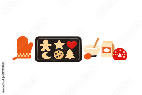 Baking cookies with fun shapes and a timer