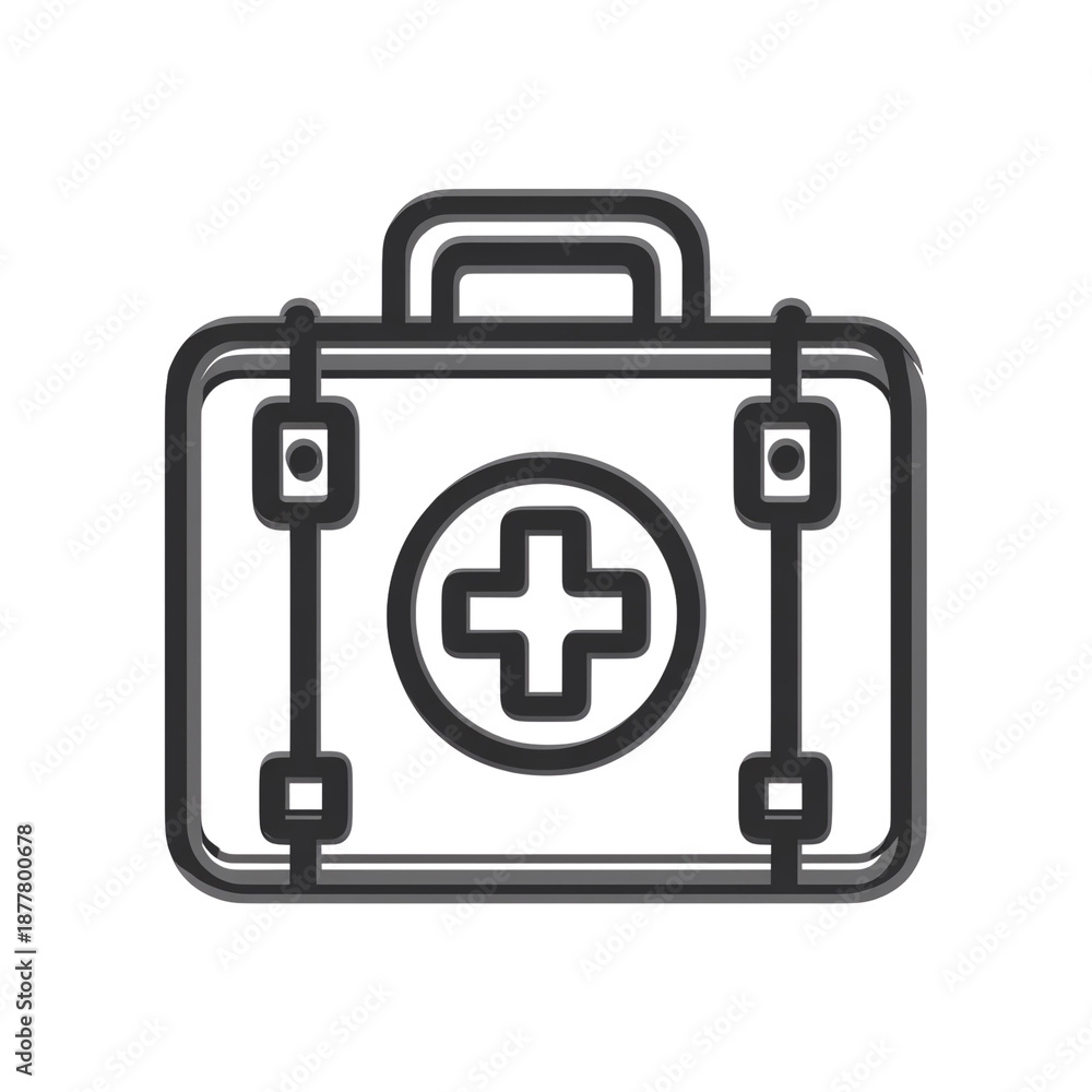 Obraz premium A minimalist first aid kit icon representing health and safety in various environments and situations.