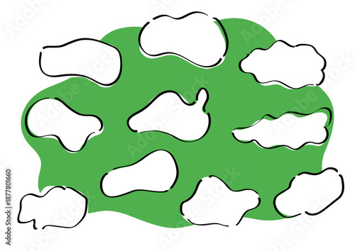 モヤモヤとした形の手書き線フレームセット