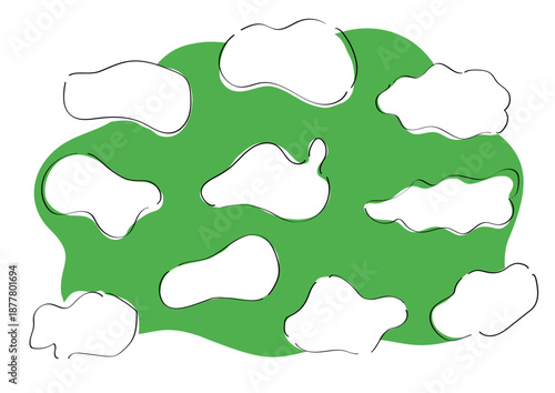 モヤモヤとした形の手書き線フレームセット