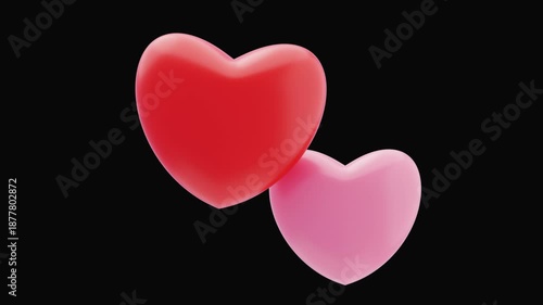 3D Hearts Valentine Day Animation | Alpha Loop