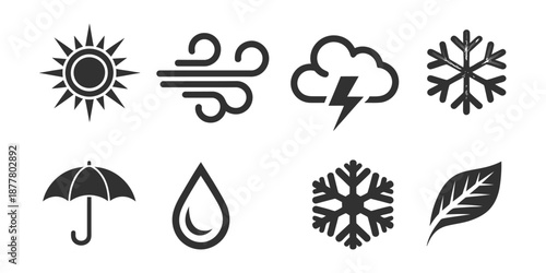 Weather icons set for forecasting and climate design