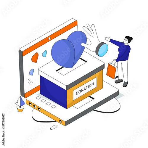 A creative design illustration of online charity 