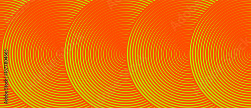 Trendy abstract geometric ornament, circular discs with centric texture form scaly pattern, bold aesthetic Color halftone ring pattern, hypnotic concentric line, unique vector background