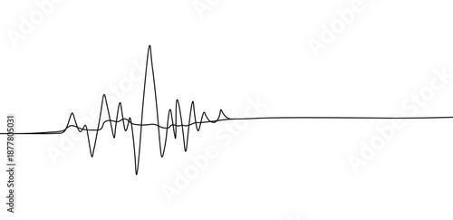 Abstract digital sound wave illustration pulsing black fluctuating line clean spacious graphic