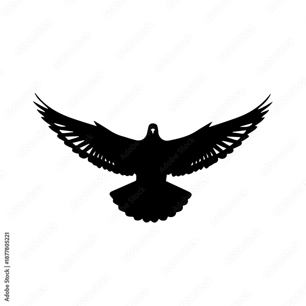 Fototapeta premium A silhouette of a dove with its wings spread wide, symbolizing peace and freedom.