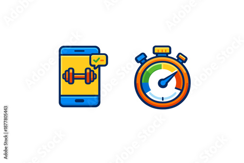 Fitness app and stopwatch icons