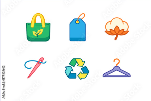 Eco-friendly fashion icons with neon glow