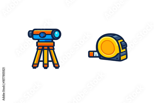 Surveyor's Level and Tape Measure Icons