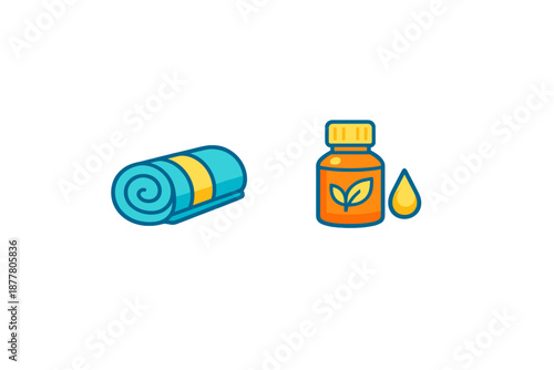 Yoga mat and essential oil bottle with a drop