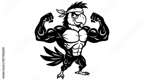 cool parrot showing off the muscles vector illustration on white background