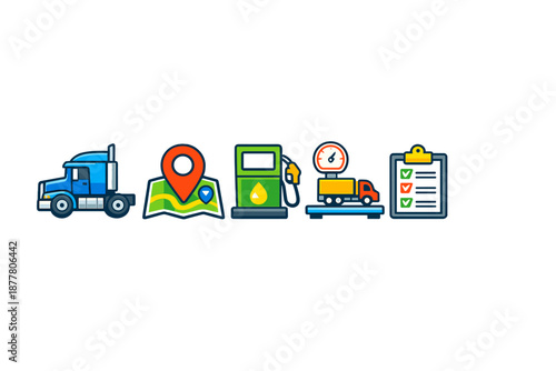 Logistics and transportation icons set