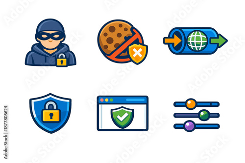 Cybersecurity and Privacy Icons Set