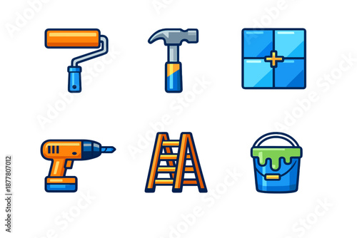 Collection of construction and DIY tools icons