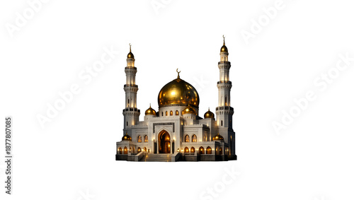 3D Mosque Golden at Night