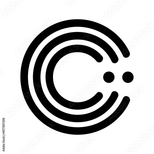 Circular letterform with flowing arcs and dots representing creator economy, digital networks, and modern content ecosystems.

