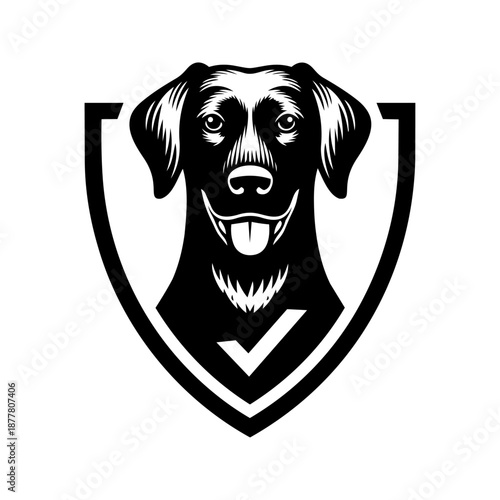 Dog head inside a shield conveying trusted pet care, animal protection, and professional veterinary services.