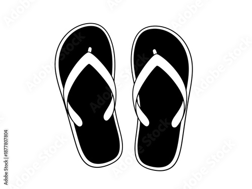 Black and White Flip-Flops Vector Illustration