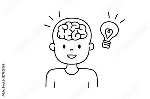 ひらめく脳のアイコンイラスト