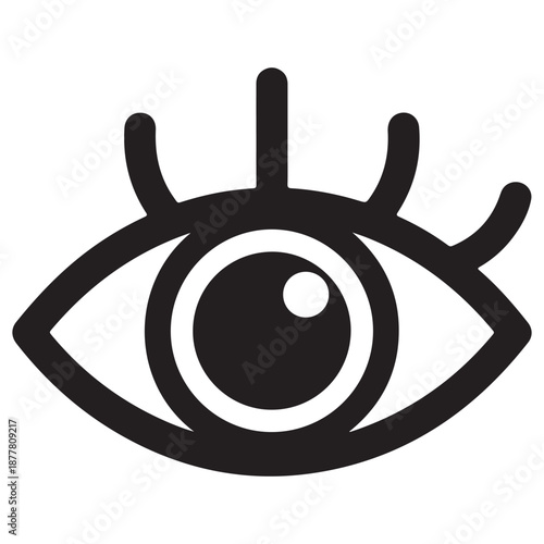 Minimalist Stylized Eye Icon with Eyelashes and Pupil