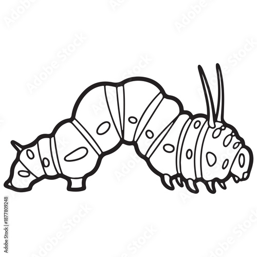 Cute Cartoon Caterpillar Outline Drawing for Kids Activities