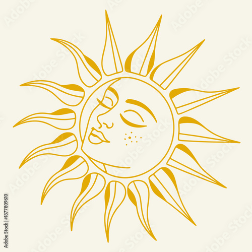 Stylized sun and moon illustration