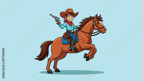 Cowboy Riding Horse with Gun.